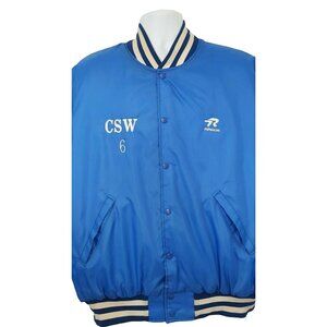 Ringor softball Men's Satin Bomber Jacket Vintage 90s Snap Up Quilted Lining